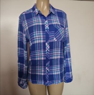 Blue Plaid Button Down Shirt